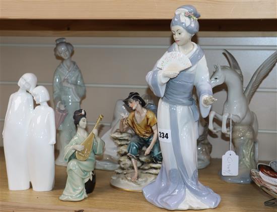 A group of Doulton, Nao, etc. porcelain figures